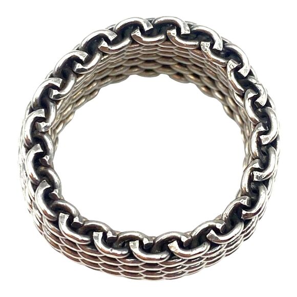 Tiffany & Co. Somerset .925 Sterling Silver Mesh Ring Size 7 100% Authentic - Picture 3 of 7